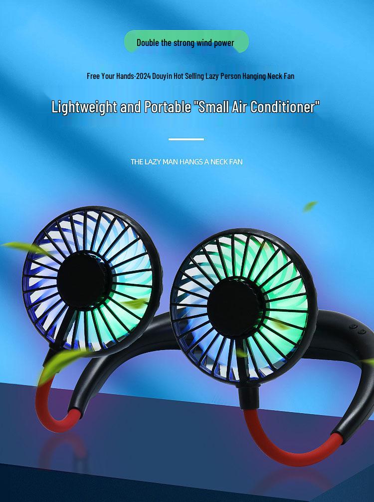 Third Generation Portable Neck Fan with Aromatherapy, Long-lasting Replaceable Battery, Silent Operation, and USB Charging.