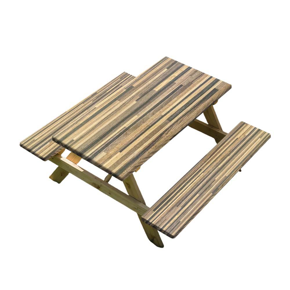 Elastic Wood Grain Outdoor Table and Chairs Cover Set (3-Piece)