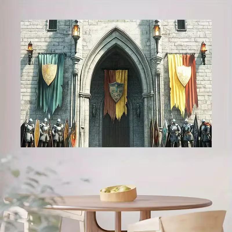 2D Fantasy Medieval Castle Knights Background Cloth for Halloween LARP Party