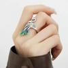 Exaggerated Women Finger Rings Peacock Enamel Retro Ring Fashion Open Rings  Girls