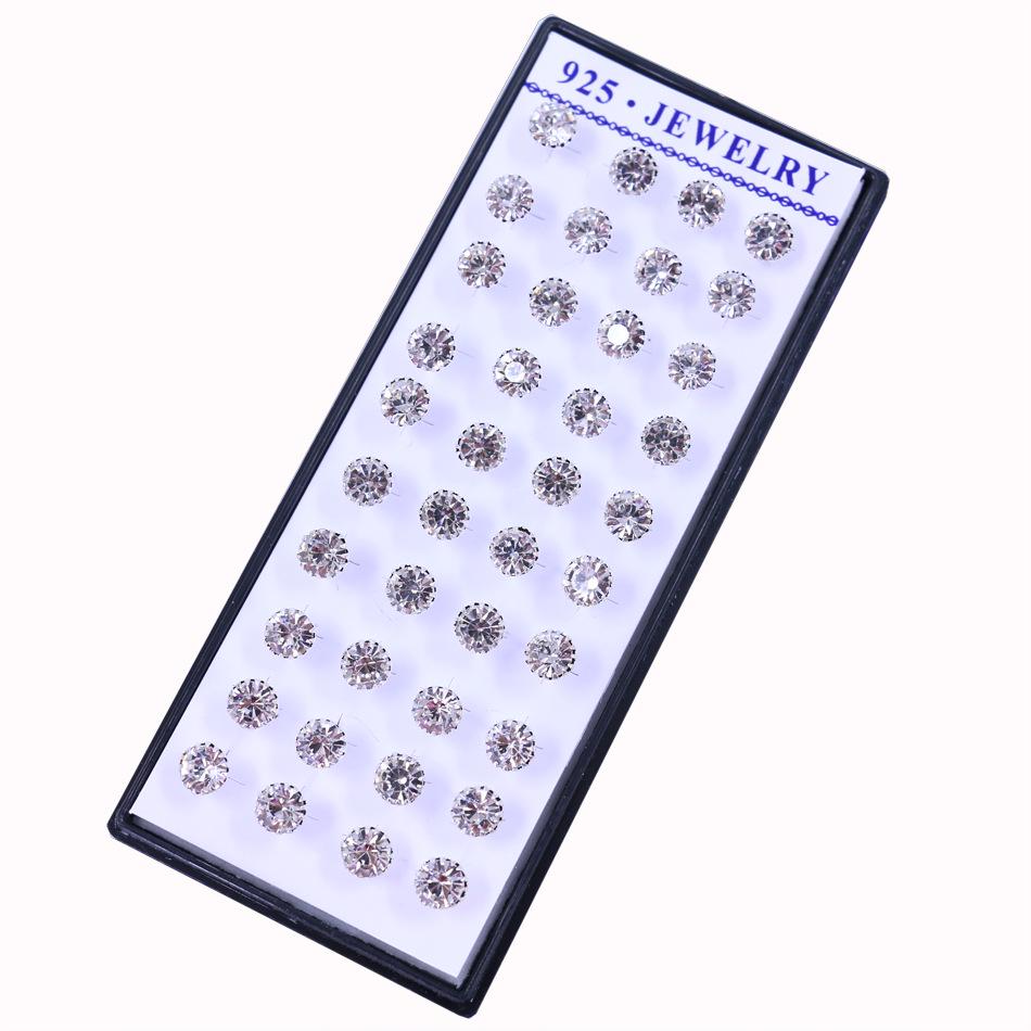 Boxed Set: 20 Pairs of 925 Silver-Plated Korean Earrings with Diamond Clips & Various Specifications