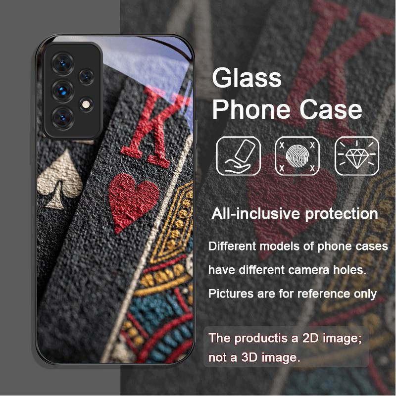 Creative The Ace of Spades Pattern Tempered Glass Phone Case for Samsung Galaxy A56 A72 A55 A54 A53 A52 A36 A15 A14 A13 5G Cover