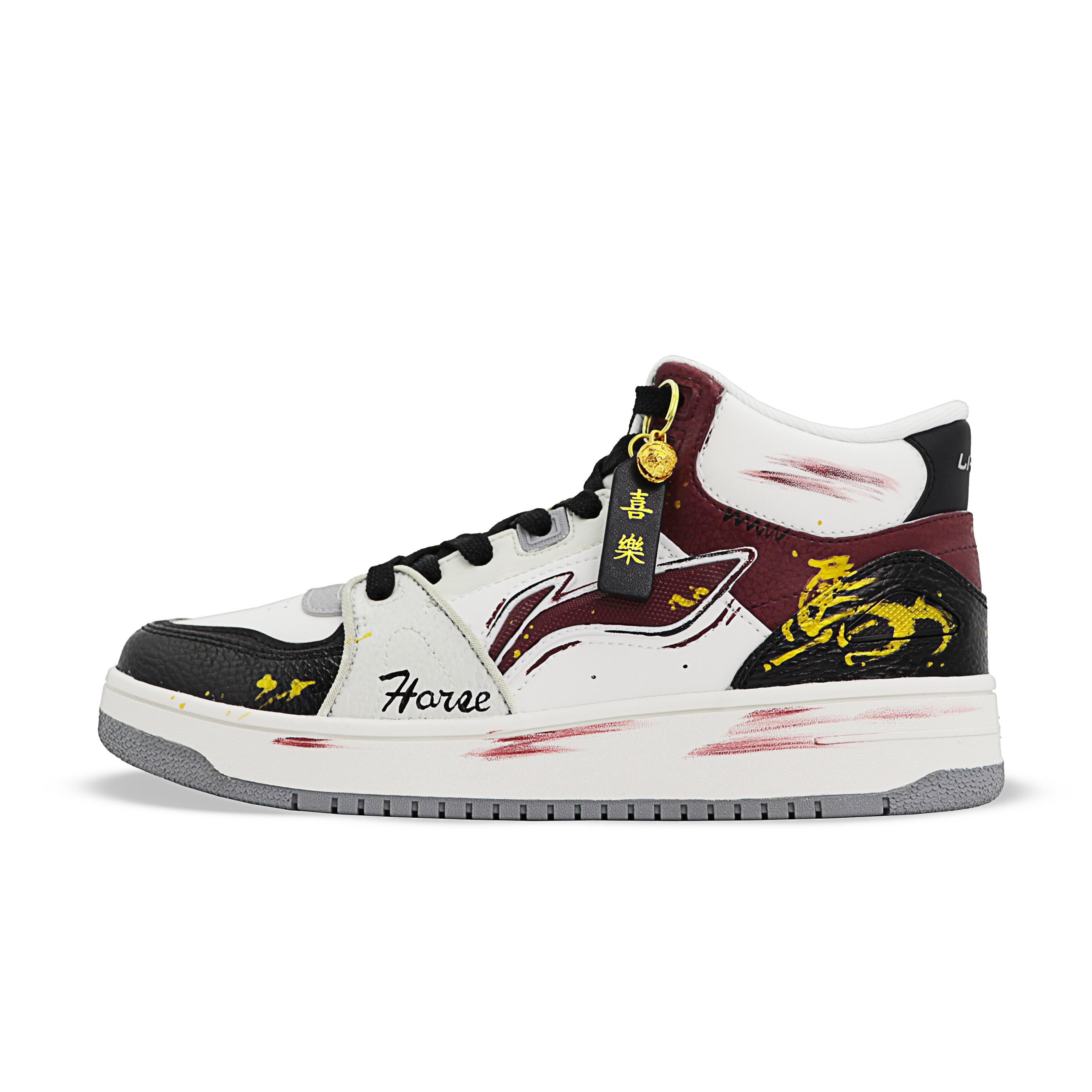 Li Ning Tianji HI Нескользящие, износостойкие, увеличивающие рост, средняя высота, скейтбордические кроссовки, мужские AGCV339-2(Команда1651-) 44