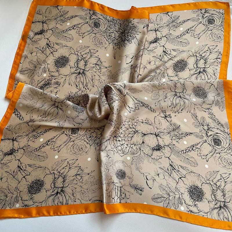 Luxury Design Print Silk Square Scarf Women Soft Satin Horse Hairband Neckerchief Office Hijab Headband Foulard Bag Ribbons Gift