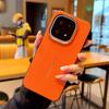 Luxury Cross Texture Leather Design Case For Vivo iQOO 15 and iQOO 13 Slim Orange Camera Ring Shockproof Case Cover