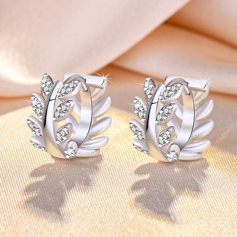 925 Sterling Silver Zircon Buckle Earrings For Women Fashion Exquisite Student Girlfriend Jewelry Accessories Party Gift