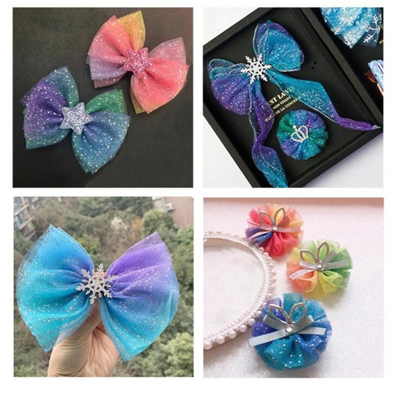 25Yards/roll 6cm Silver Glitter Dot Rainbow Tulle Mesh Ribbon DIY Headwear Organza Fabric Tutu Dress Baby Shower Party Supplies