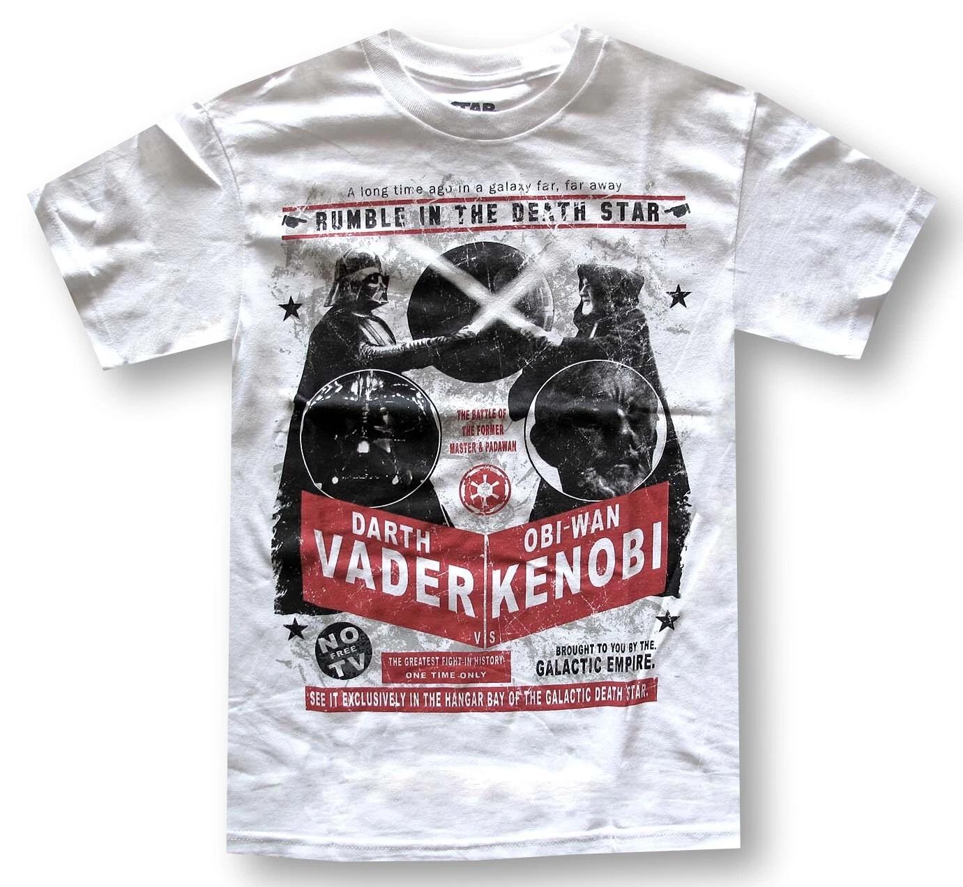 Star Wars Vader Obi Wan Rumble in the Death Star White Mens Graphic T-Shirt New XXXL