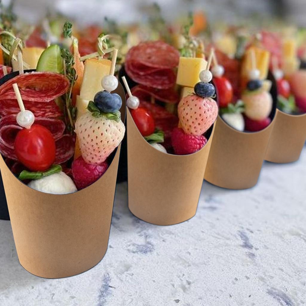 25 Stück Kraftpapier Pommes-Box Einweg-Papier Charcuterie-Becher Obstsalat Verpackungsbox DIY Backwerkzeug Pommes-Halter