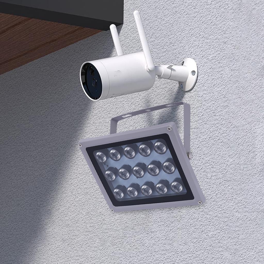 12V 15 LED Infrared Illuminator Light, IR Night Vision Lamp for Security Camera, Wide Angle Illumination, Enhanced Night Vision