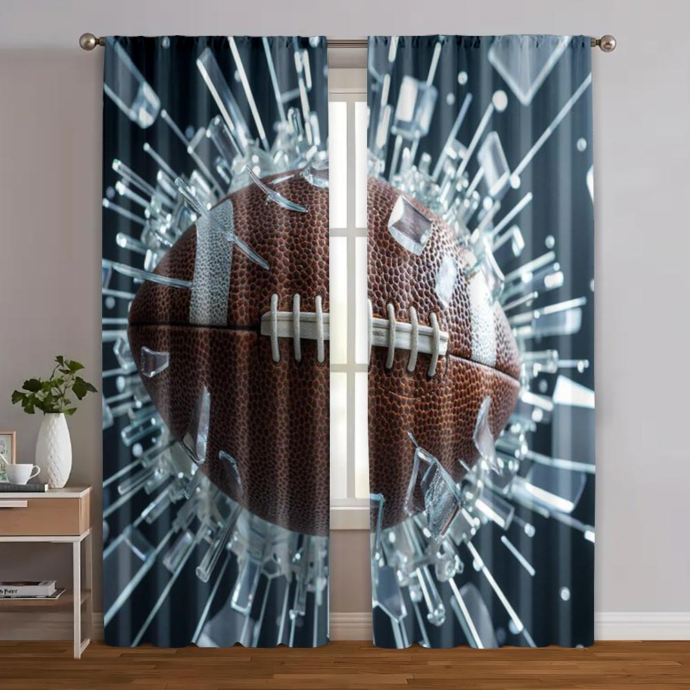 2pcs   Curtain Fabric American football through walls Fabric (without rod) Stuff Clearance Perfect for Living Room   Bedroom