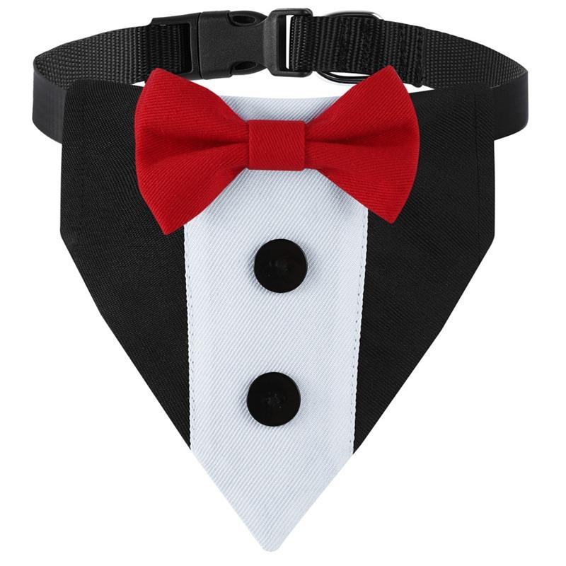 

Elegant Bow Tie Dog Collar Adjustable Tuxedo Bandana For Puppy Formal Wear Wedding Birthday Party Cosplay Dress Up Accessory S красный