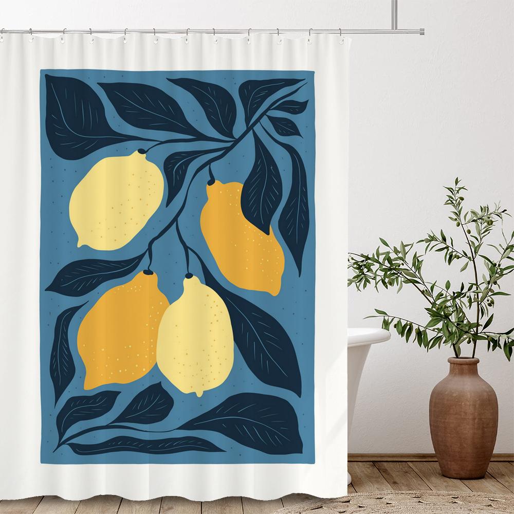 Artistic Abstract Plants and Flowers Print Shower Curtain Polyester Fabric Bath Curtain With Hooks Curtains For Bathroom Decor