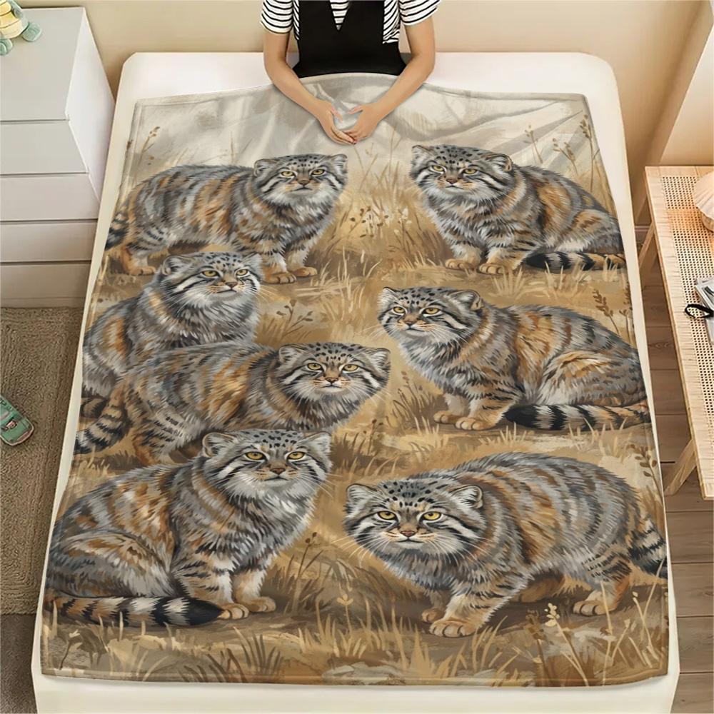 1PC Natural Decoration Print FlAannel Blanket, High quality Comfortable for All Seasons, Home Decor, Warmth and Comfort