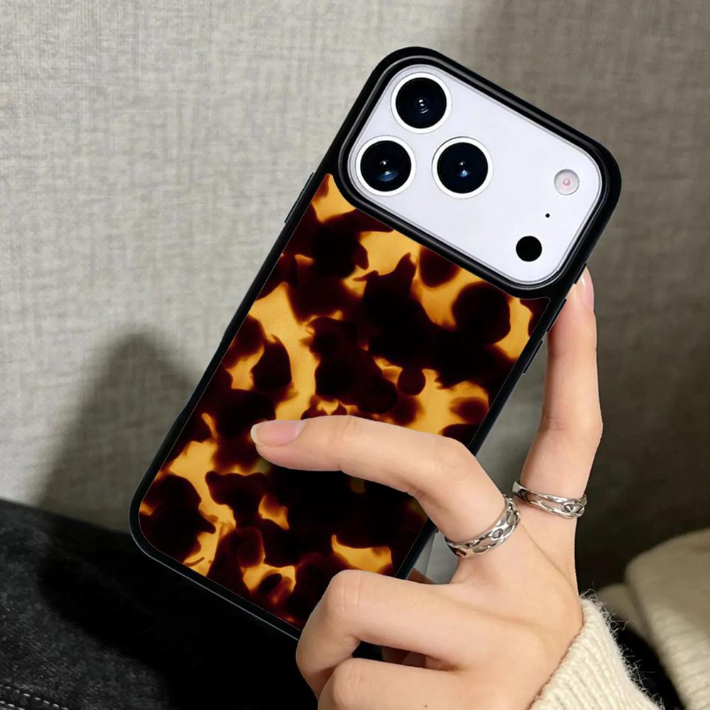 Capa Case for iPhone 17 Air 16 Pro Max 15 Plus 11 13 Mini 14 12 Back Phone Cover Tortoiseshell Tortoise Shell