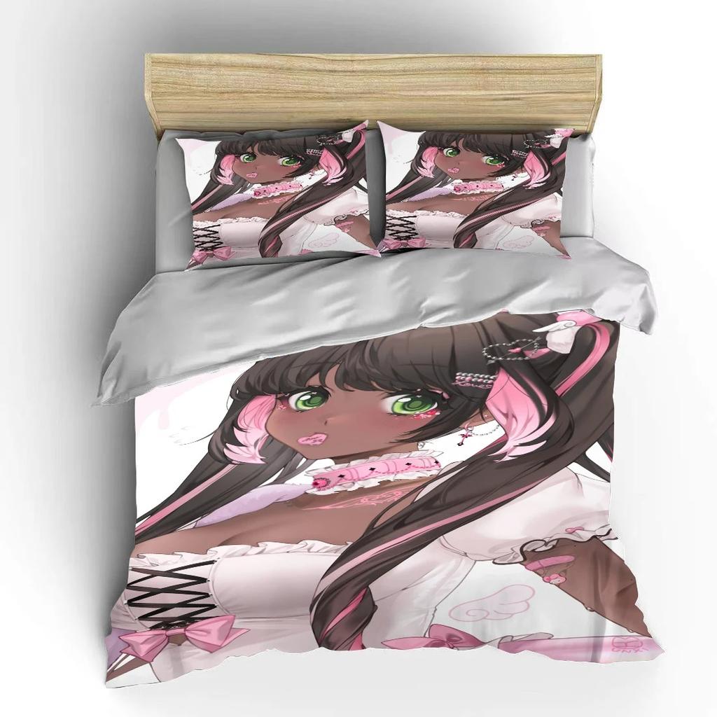 Japanese Anime Moe Double Bed Duvet Cover Bed European Bedding Sets Home Textiles Luxury Pillow Cases Bedroom Bedding Sets
