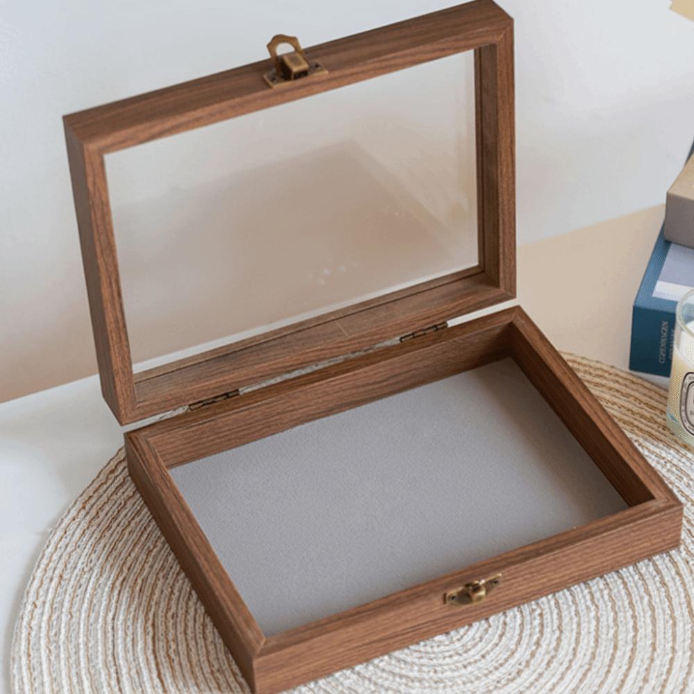 Glass Lid Jewelry Organizer Velvet Earrings Display Tray Multipurpose Ring Display Holder  Store