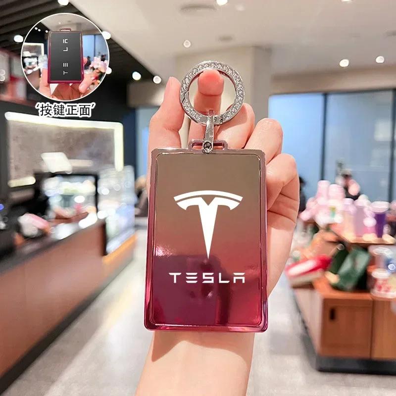Car Sticker Tesla Car Key Card Holder Cover Protector Holder Diamond Keychain for Tesla Model 3 X Model S Y Roadster P75D P85D P