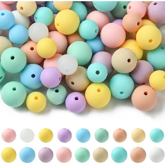 LiQunSweet 15 Pcs 15 Styles Christmas Theme Silicone Beads Santa Claus Tree Socks Snowman Snowflake Beads for DIY Jewelry Keychain Pen Craft