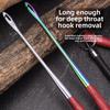 New Multifunctional Fishing Hook Remover Stainless Steel Wooden Handle Deep Throat Hook Head Extended Fish Hook Removal Tool