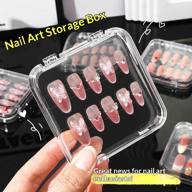 Acrylic Flip Top Press On Nail Box Transparent Display Case Jewelry Storage Organizer 4 Home Salon Manicure Daily Practical Box
