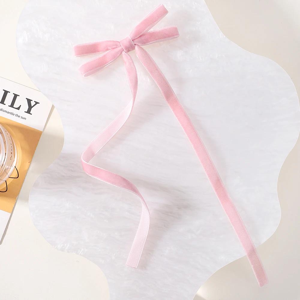 Vintage Big Large Velvet Bow Hairpins Barrettes For Women Girls Wedding Long Ribbon Korean Hair Clip Hairgrip Hair Accessories