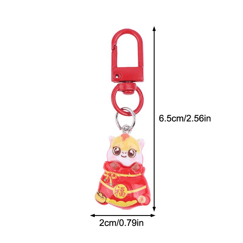 Cute Spring Festival Horse Keychain Lucky Wealth 2026 Year Pendant Chinese Style Resin Horse Key Ring Bag Pendant