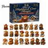 Highland Cow Advent Calendar Calendar, 24 Unique Acrylic Ornaments, Decorative Cute Animal Hanging Charms 2D Flat for Christmas Tree Decoration