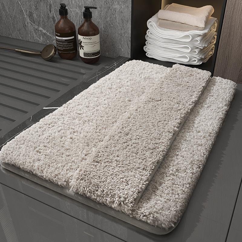 Memory Foam Microfiber Bath Mats Wipeable Instep Fluffy Soft Water-absorbent and Quick-drying Foot Mat Bathroom Non-slip Rug