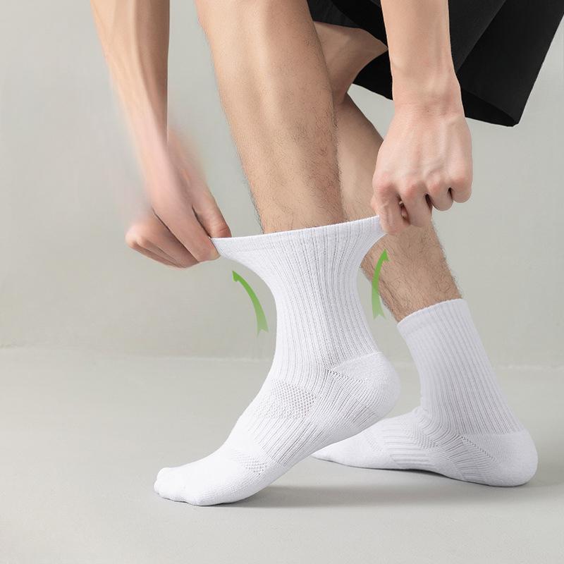 Basketball Socks, Men's Mid-calf Sports Pure Cotton Thin Short Socks, Men's Breathable and Sweat-absorbing Thick Towel Bottom Long Socks