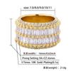 Double Row Bar Zircon Ring Hip Hop Style Unisex Finger Band Gold