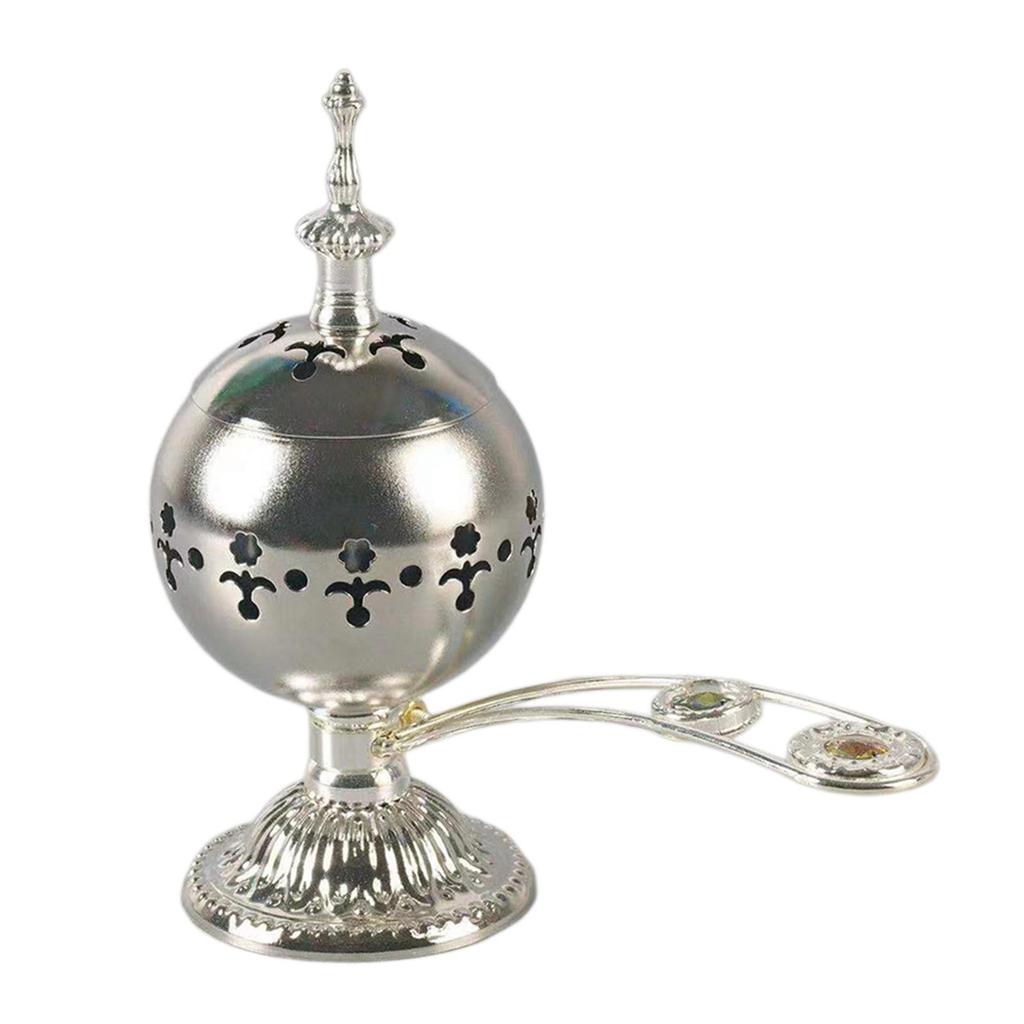 Metal Incense Burner Ornament Antique Style Censer for Desktop Living Room Yoga Bedroom Decoration