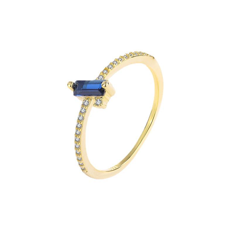 Elegant Geometric Square S925 Sterling Silver Aquamarine Ring with Full Diamond