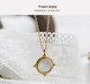 Sky Realm White Shell Clavicle Necklace: Gold-Plated Titanium Steel, Retro Light Luxury Design