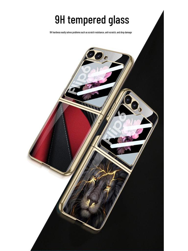 Samsung Z Flip 6 Foldable Screen Phone Case with Unique Painted Design and Mechanical Flip Glass Cover