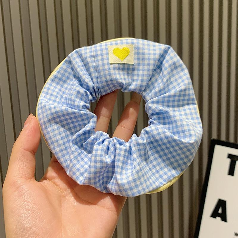 Kawaii Plaid Scrunchies Women Girls Child Cute Elastic Hair Rubber Bands Accessories Tie Hair Ring Rope Headdress Ornament