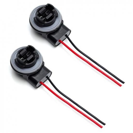 3156 2-Tab Socket w/ Pre-Wire Harness For Repair, Replacement, tall LED Bulbs