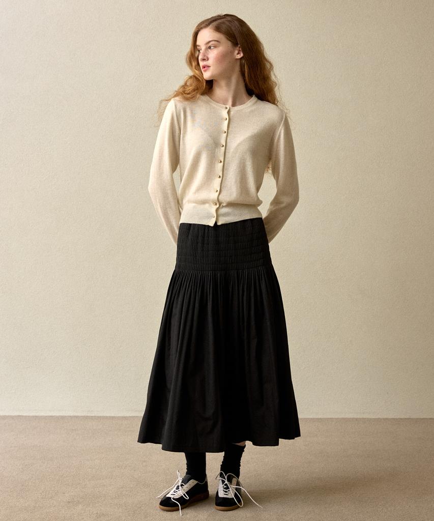 Opeundoeoseutyudio Handmade Wrinkle Pin Tuck Skirt Black