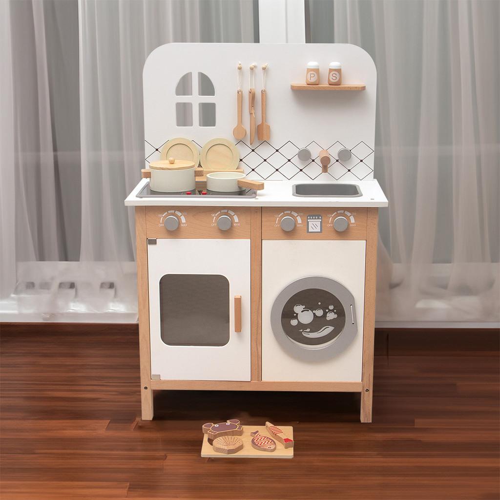 Pretend Girl Toddler Kitchen With Wooden Design Andacousto Optic Design For Gift