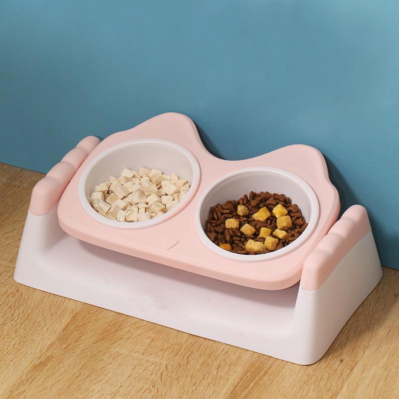 1 szt. miska dla kota miska na karmę dla kota regulowany kąt miska dla psa miska dla psa miska dla kota podwójna miska ochrona kręgosłupa szyjnego przyrząd do karmy dla psa