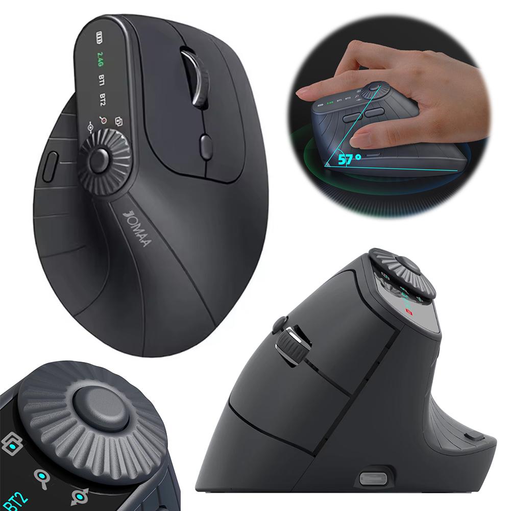 Vertical Wireless Mouse Rechargeable Bluetooth-Compatible +2.4GHz Laptops Computer PC Mice 1000/1200/1600/2400 DPI for Laptop PC