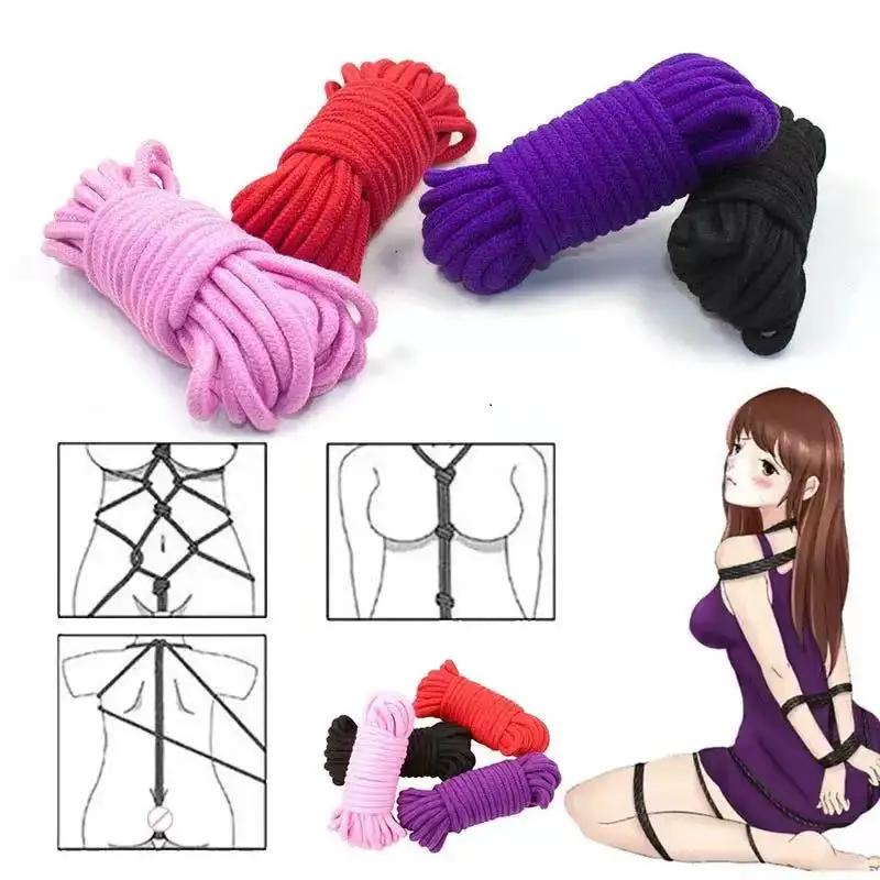 10M Sex Rope Cotton Sexope Handcuffs Sex Toy Set Body Restraint DIY Binder Japanese Shabari Sextoy Kits SM Slave Hand cuff