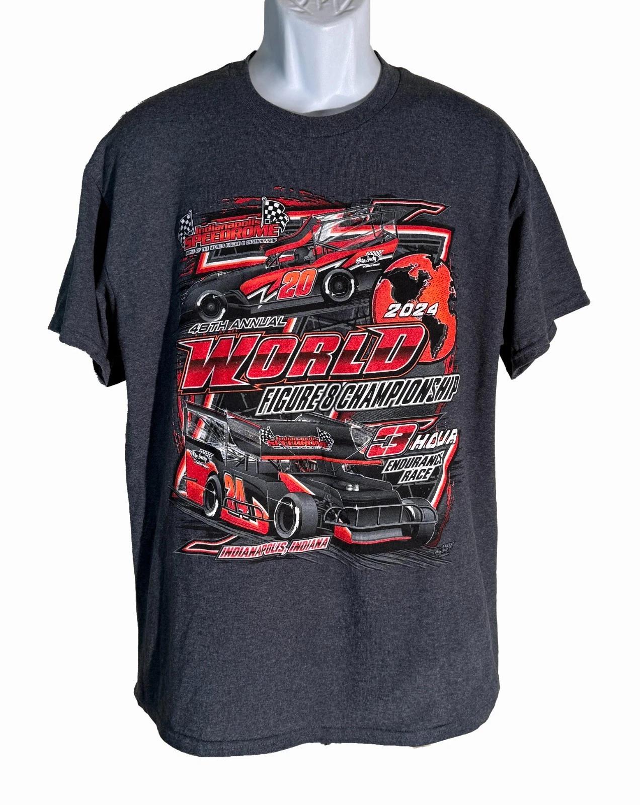 

World Figure 8 Championship 2024 Endurance Car Race Short Sleeve 100% Cotton T-shirt Mens Tees Top Gray Lg M