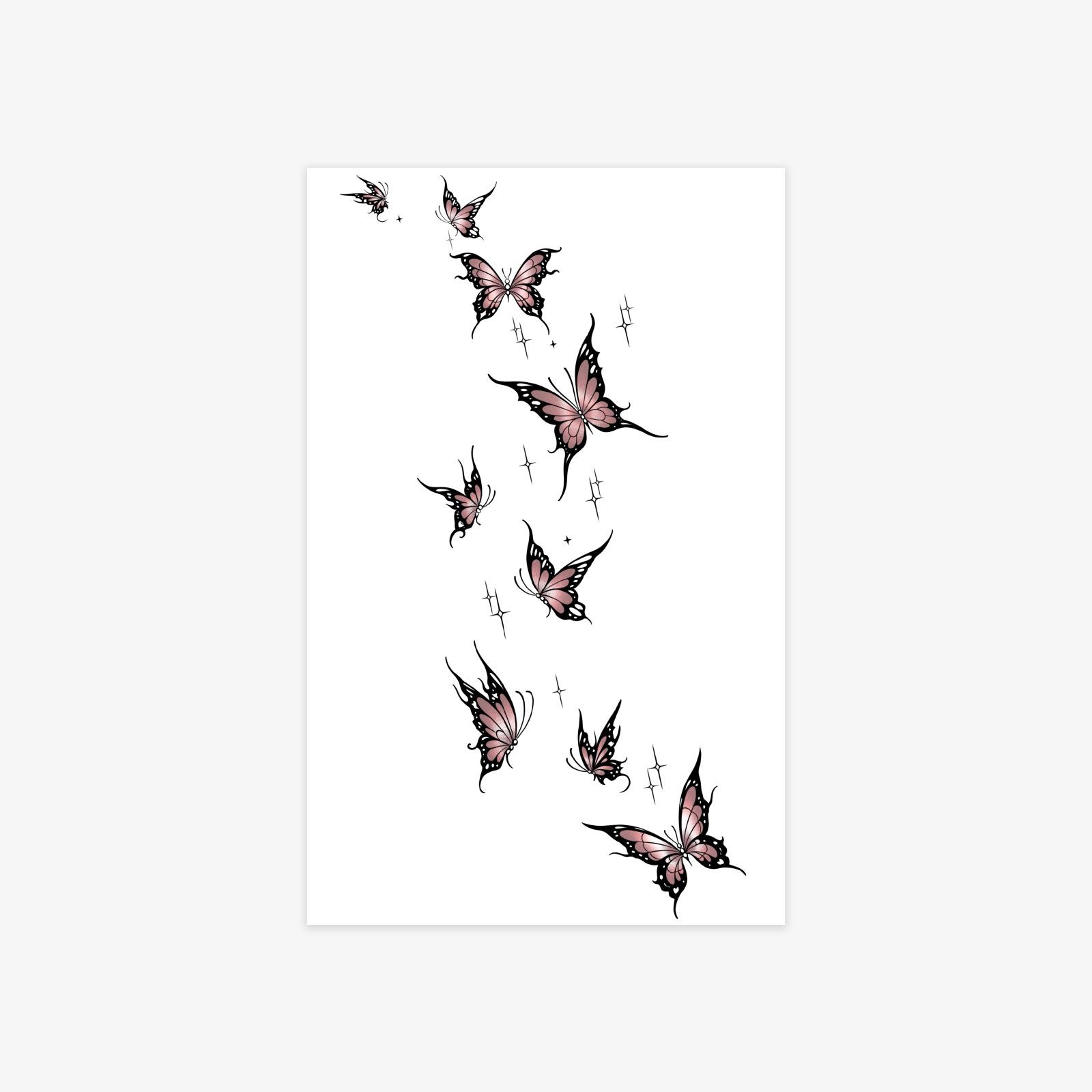 Wind Advanced Sense Personality Simple Spice Girl Butterfly Star Tattoo Sticker 12*19