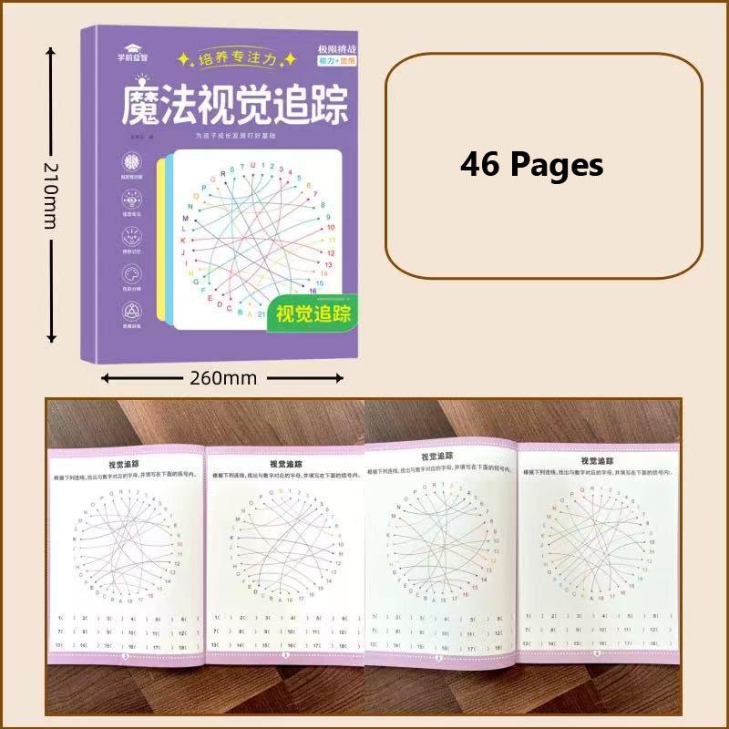 

Preschool Visual Perception Activity Book, 46 Pages Magic Letter & Number Tracking Maze, Early Learning Brain Toy 46 Pages