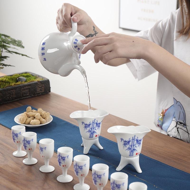 Emperor Celadon Ceramic Wine Set: Choose One or Two Retro Chinese Baijiu Cups