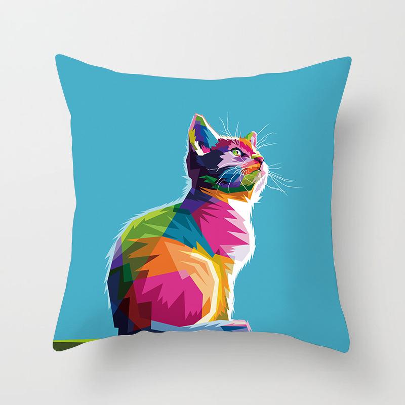 

New Color Block Abstract Cartoon Animal Pillowcase Home Sofa Pillow Cushion Cover 45X45 without pillow core