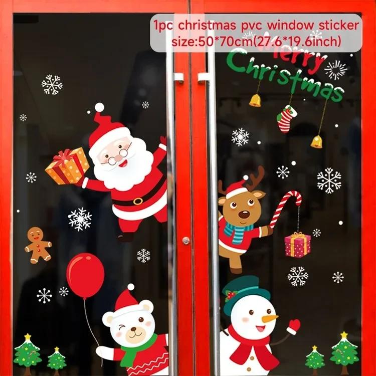 Christmas Wall Window Stickers Marry Christmas Decoration For Home 2025 Christmas Ornaments Xmas Navidad Gift New Year 2025