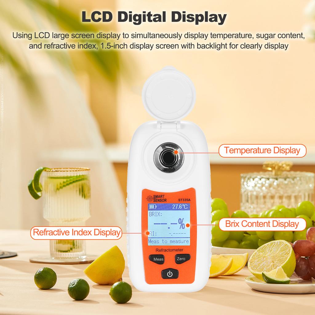 SMART SENSOR ST335A LCD Digital Refractometer Portable Handheld Honey Refractometer ATC Sugar