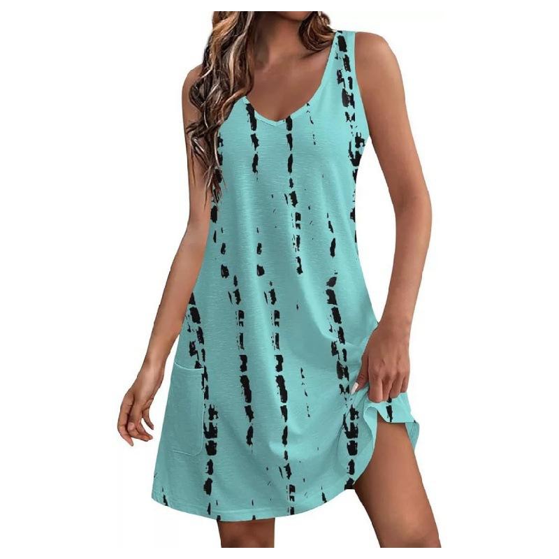 Spring and summer new models for hot-selling ins wind sleeveless printed suspender dress